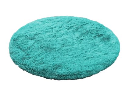 Tyrkysový okrúhly shaggy koberec Lana