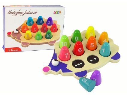 Drevený vzdelávací ježko 10 pešiakov Farebné