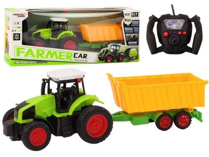 RC traktor s prívesom 1:16 zelený s diaľkovým ovládaním