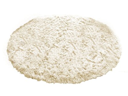 Béžový okrúhly shaggy koberec Lana