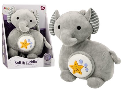 Plyšový sloní projektor Spiaci slon Grey Hugs Stars Melodies