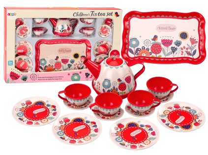 Kávová súprava Šálky na čaj Kanvica Podnos Červená kaviareň 15 ele.