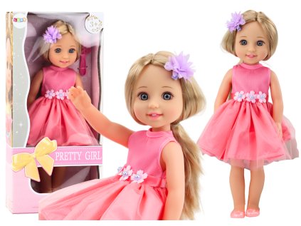 Bábika Dlhé vlasy Ružové šaty Clip Brush 38cm