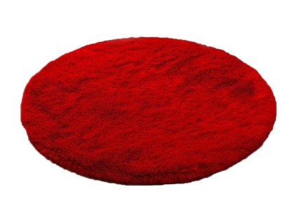 Červený okrúhly shaggy koberec Lana