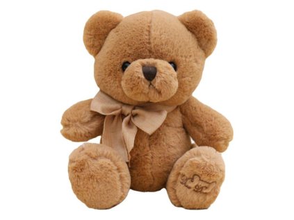 Plyšový maskot objímateľný veľký medvedík s kartovou hrou hnedý 40cm