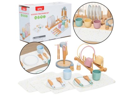 Drevená súprava detského riadu Stojan na stôl 33El