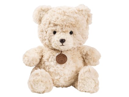 Plyšový maskot objímateľný medvedík s medailónom béžový 25cm