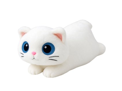 Plyšový maskot mačka na objatie veľké oči biela 45cm