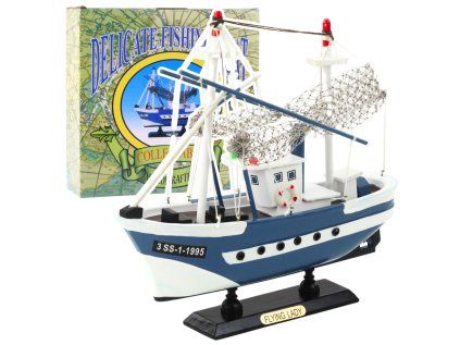 Zberateľský model rybárskej lode Flying Lady modrý 24x23 cm