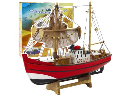 Model zberateľskej dekorácie Rybárska loď Červená 30x26cm