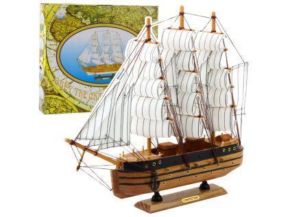 Zberateľský model trojsťažňovej plachetnice biely 39x36cm