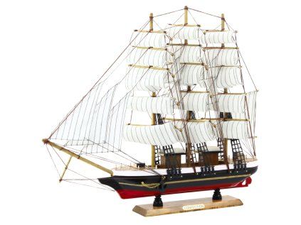 Zberateľský model trojsťažňovej plachetnice biely 53x45cm