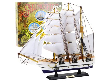 Zberateľský model dekoratívnej plachetnice Fregata biela 49x43cm