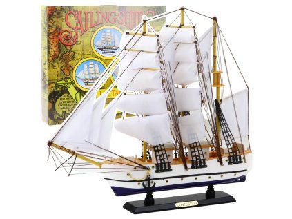 Zberateľský model plachetnice fregaty biely 49x43cm