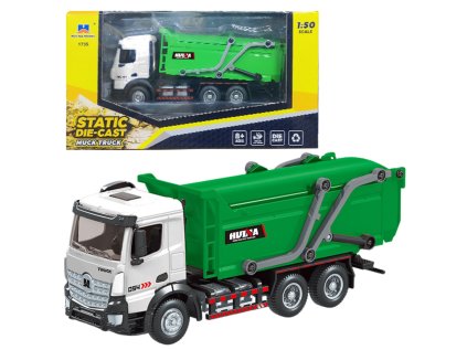 Nákladné auto na odpadky Kovové sťahovanie Huina Green 1:50