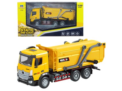 Nákladné auto na odpadky Kovové sťahovanie Huina žltá 1:50