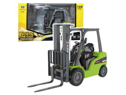 Kovový vysokozdvižný vozík s pohyblivými vidlicami Huina Green 1:50