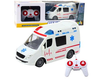 Ambulancia na diaľkové ovládanie RC svetlá zvuky 1:20 biela