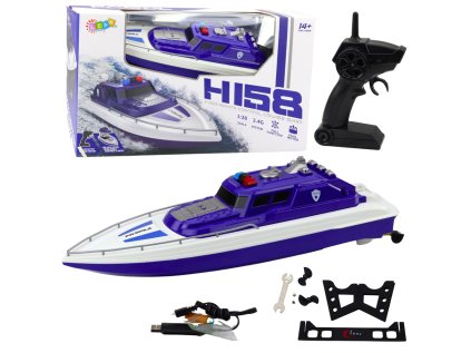 RC motorový čln na diaľkové ovládanie 1:28 Police Blue