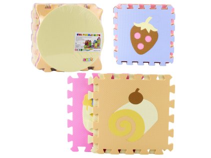 Mäkké puzzle vzdelávacie penové podložky EVA Fruit Candy Pastel 16 el.
