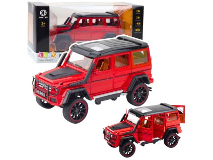 Terénne vozidlo Kovový pohon Pull-Back Kovový otvárač dverí Červený 1:22