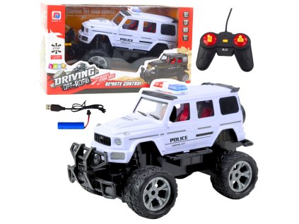 RC diaľkovo ovládané policajné terénne auto biele 1:12