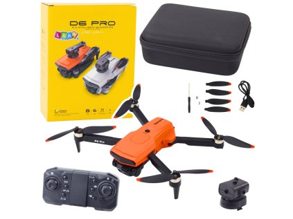 Dron D6 PRO Duálna HD kamera LED svetlá Oranžová