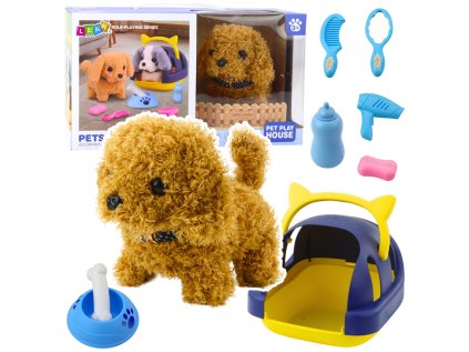 Interaktívny plyšový pes pudel chodí šteká nosič príslušenstvo