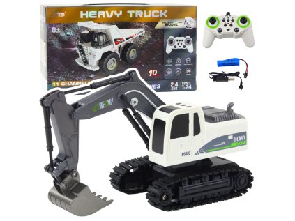 Caterpillar bagr Diaľkovo ovládané RC svetlá Zvuky Biela 1:24