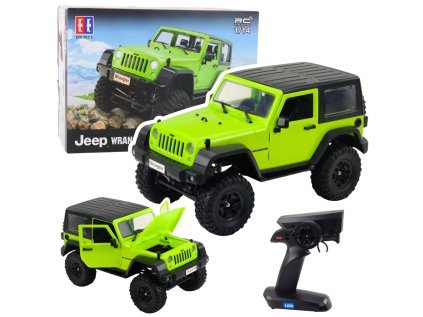 Diaľkovo ovládaný off-road RC Jeep Wrangler Rock Crawler zelený 1:14