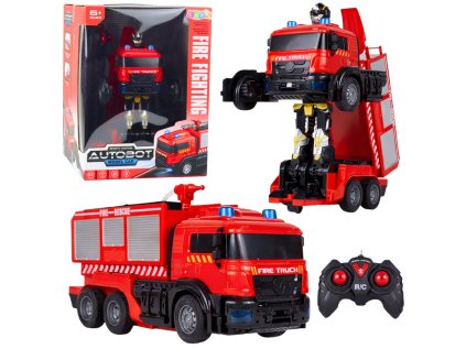 Robot auto hasiči 2v1 diaľkovo ovládané RC svetlá zvuky voda