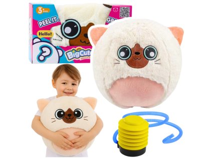 Skákacia lopta Rastúca plyšová mačka Biela pumpa 50 cm