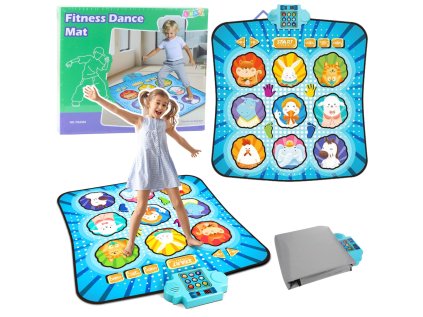 Interaktívna tanečná podložka Zvieratá Svetlá LED Hudba Modrá