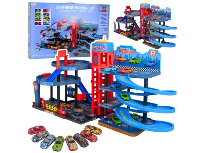 Parkovisko 4 Level Track 8 kovových vozidiel Nálepky