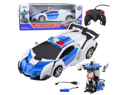 Auto Robot 2W1 Policajné auto na diaľkové ovládanie RC 1:18