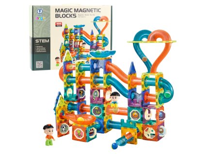 Sada magnetických tehličiek Guľôčková dráha Slide Farebné 188 el.