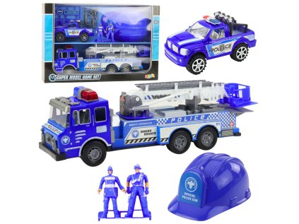 Veľká policajná súprava figúrky prilba pre dieťa modrá