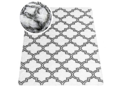 Biely vzorovaný koberec shaggy Decor Latern