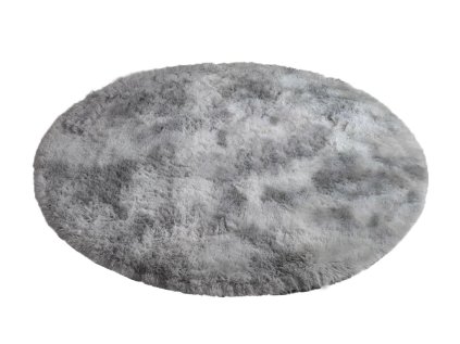Sivý okrúhly shaggy koberec Ombre