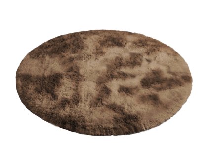 Hnedy okrúhly shaggy koberec Ombre