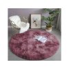 Tmavoružový okrúhly shaggy koberec Ombre