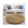 Hnedý okrúhly shaggy koberec Lana