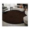 Tmavohnedý okrúhly shaggy koberec Lana