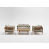 Hliníkový nábytkový set „PODGORICA“ (pohovka + 2 kreslá + stôl) hnedá + béžové vankúše