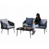 SÚPRAVA ZÁHRADNÉHO NÁBYTKU Z TKANÉHO LANÁ (2 KRESLÁ + SOFA + STÔL) – ANTRACITOVÁ, VANKÚŠE – ŠEDÁ *8500