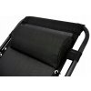 SKLADACIA ZÁHRADNÁ STOLIČKA S OPOROU PRE NOHY, VRECKOM, ČIERNA S ŠEDÝM VANKÚŠOM *9979
