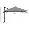 Sivý záhradný slnečník Roma Mini - 2,5x2,5 m