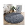 Sivý okrúhly shaggy koberec Lana