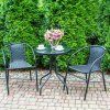 Stôl s priemerom 60 cm so sklenenou doskou – čierny podstavec BISTRO