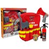 Hasičská súprava Batoh Svietidlo Hasiaci prístroj Megafón Príslušenstvo Červená